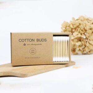 Bamboo Cotton Swabs 200 Count Biodegradable Wooden Cotton Buds Double Tipped Ear Sticks Eco Friendly Natural for Ear Removal Art
