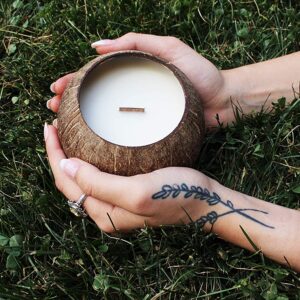 Natural Eco Friendly Handmade Candles in Coconut Shell Bowls