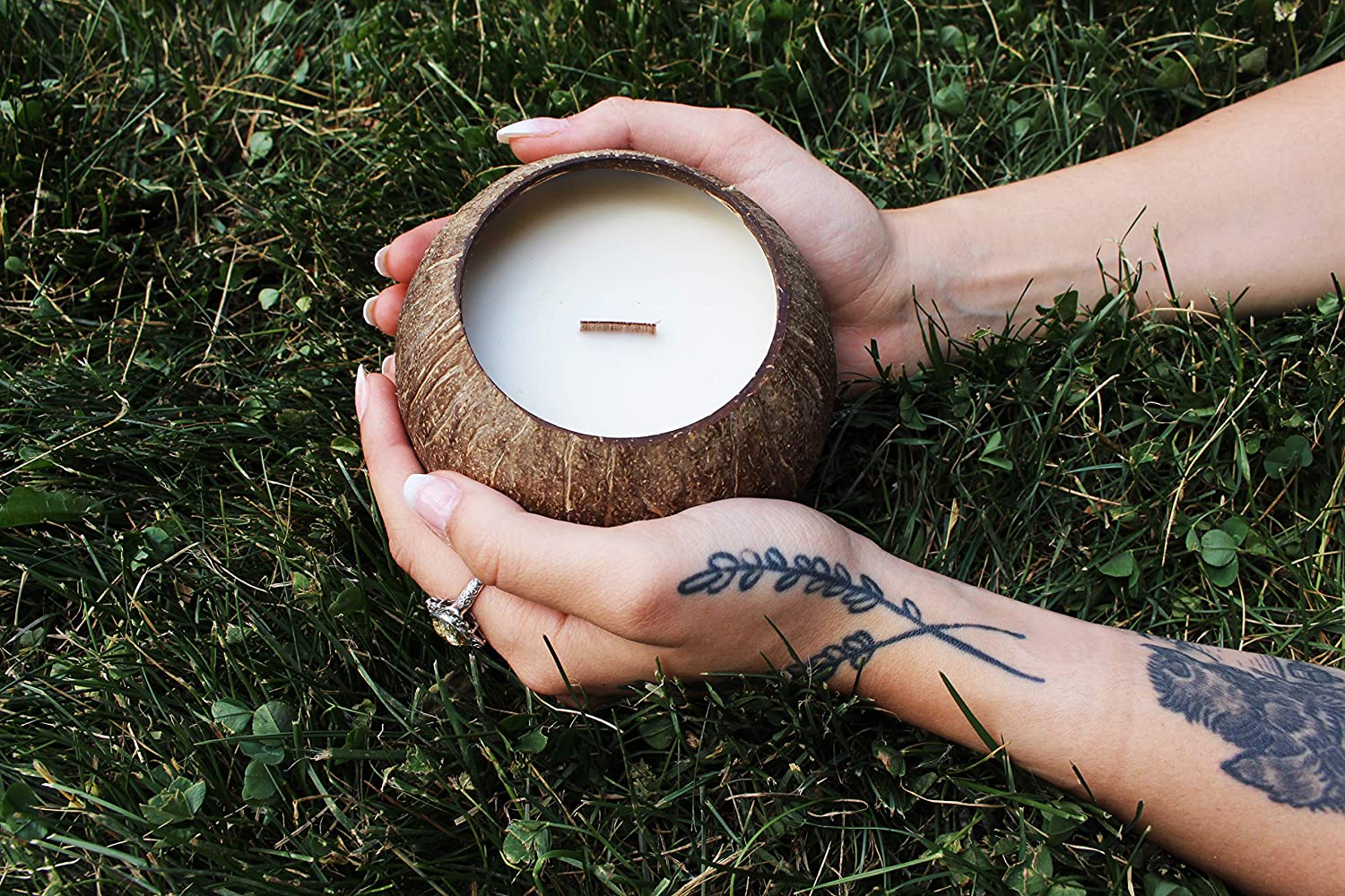 Natural Eco Friendly Handmade Candles in Coconut Shell Bowls - Image 6